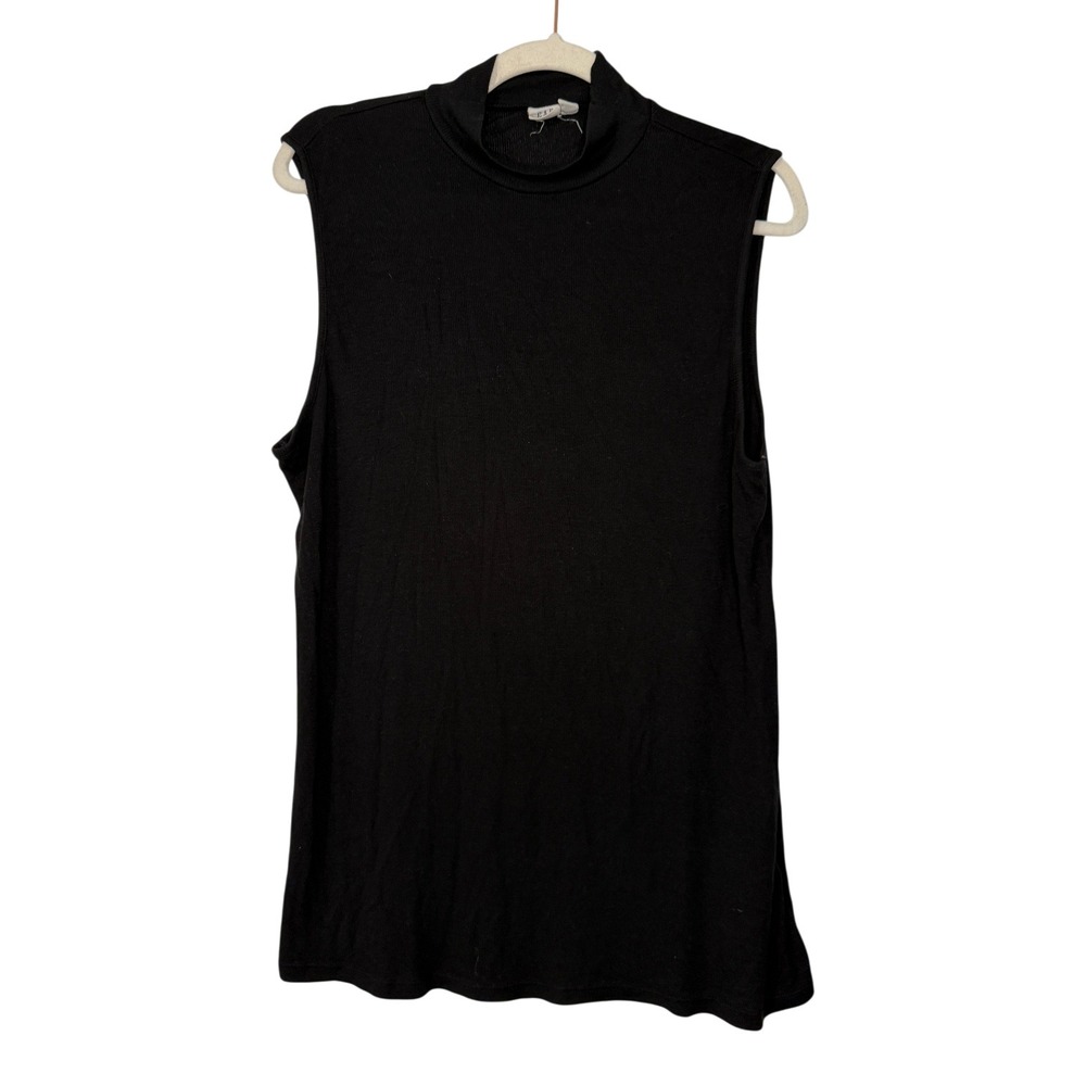 Gap Mock Neck Top Womens XL Black Sleeveless Ribbed Modal